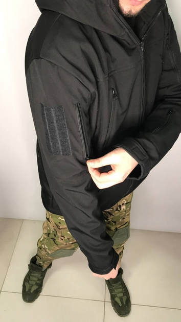 Чорна тактична куртка Soft Shell розмір 2XL - зображення 2