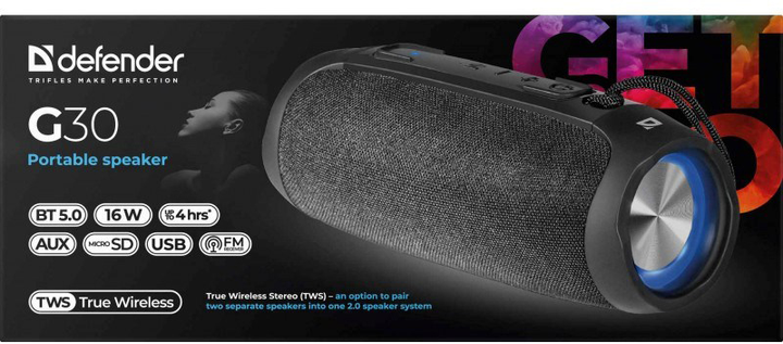 Głośnik przenośny Defender Bluetooth speaker G30 16W BT/FM/AUX LIGHTS (AKGDFNGLO0009) - obraz 7