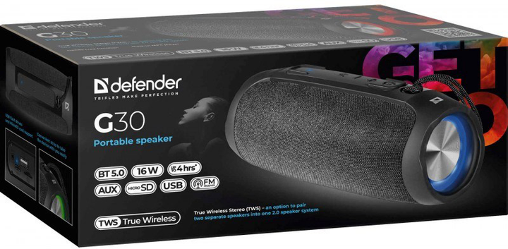 Głośnik przenośny Defender Bluetooth speaker G30 16W BT/FM/AUX LIGHTS (AKGDFNGLO0009) - obraz 8