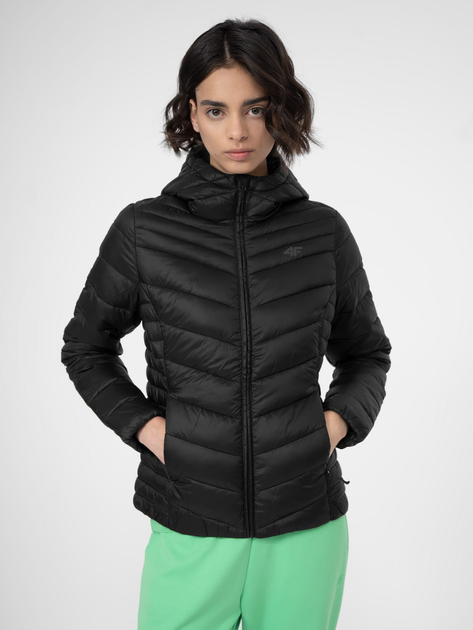 Акція на Куртка демісезонна коротка з капюшоном жіноча 4F Down Jacket F095 4FSS23TDJAF095-20S S Чорна від Rozetka