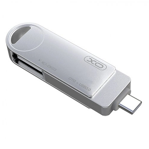 USB Флешка металева 2в1 64GB Type-C / USB 3.0 для телефону, комп'ютера XO DK03 Сірий - зображення 2