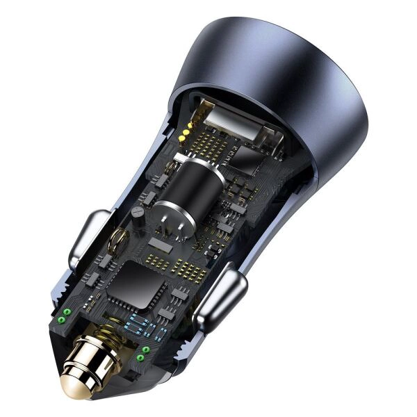 Автомобильное зарядное устройство с кабелем Type-C BASEUS |2USB, QC, 40W, 5A| Серый TZCCJD-A0G - изображение 5