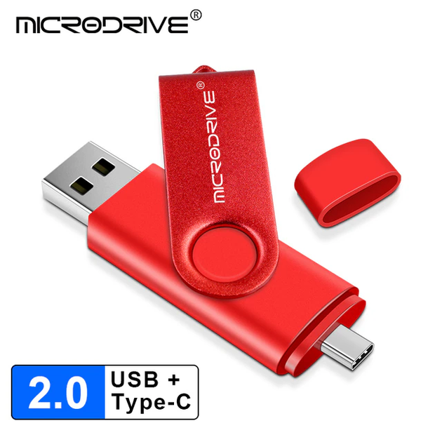 USB Флешка 2в1 512ГБ Type-C/USB для телефона, компьютера OTG Microdrive 512GB Красный - Фото 1 USB Флешка 2в1 512ГБ Type-C/USB для телефона, компьютера OTG Microdrive 512GB Красный - изображение 1