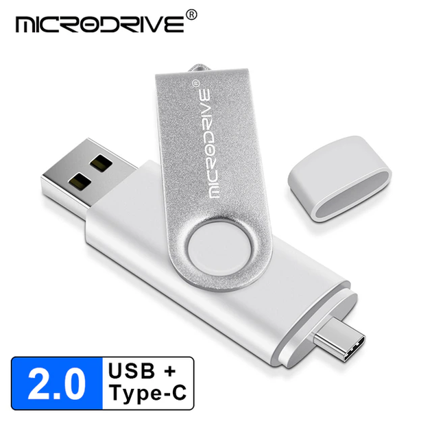 USB Флешка 2в1 64ГБ Type-C/USB для телефона, компьютера OTG Microdrive ...