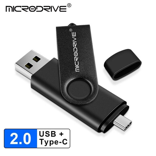 USB Флешка 2в1 128ГБ Type-C/USB для телефона, компьютера OTG Microdrive ...