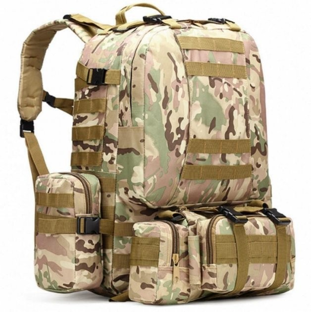 Тактический рюкзак 60 л с подсумками, штурмовая сумка с плечевым ремнем Мультикам - изображение 2