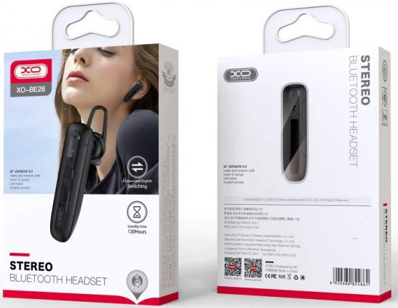 Bluetooth-гарнітура XO BE28 Чорні - Фото 3 Bluetooth-гарнітура XO BE28 Чорні - зображення 3