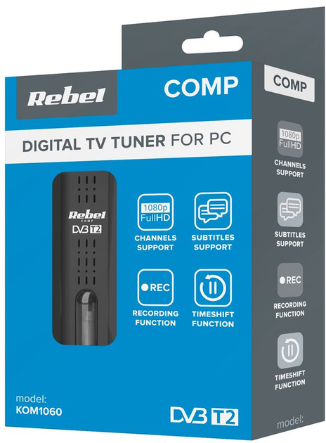 Tuner cyfrowy Rebel Comp Tuner DVB-T2 H.265 HEVC USB KOM1060 (5901890066310) - obraz 5