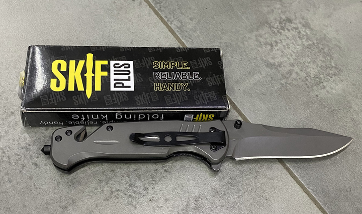 Складной армейский нож Skif Plus Mugger, Серый, нержавеющая сталь, нож для военных стеклобой, стропорез - изображение 2