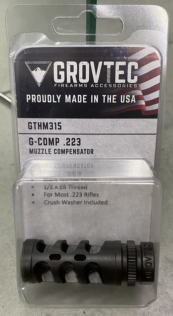 Дульне гальмо-компенсатор GrovTec калібр 223 Rem (5,56/45). Різьба - 1/2"-28 - зображення 1