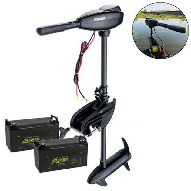 Электромотор для лодки Fisher 86lbs; 24V. 100A/h GEL АКБ-2шт. Без З/У ...