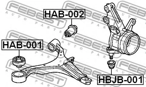 Сайлентблок рычага HONDA CIVIC VII, VIII, FR-V 00-перед. мост низ (Выр-во FEBEST) Febest (HAB001) - Фото 2 Сайлентблок рычага HONDA CIVIC VII, VIII, FR-V 00-перед. мост низ (Выр-во FEBEST) Febest (HAB001) - изображение 2