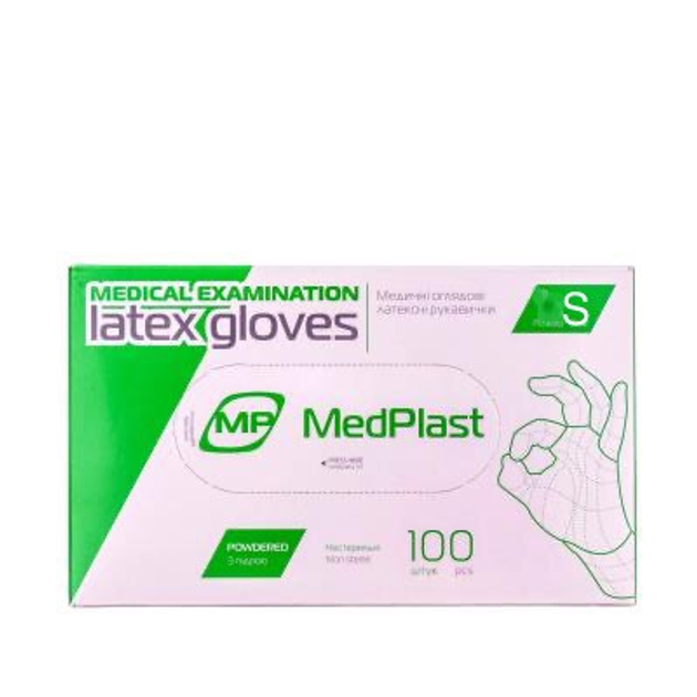 Перчатки латексные припудренные MedPlast S (6-7) - изображение 1