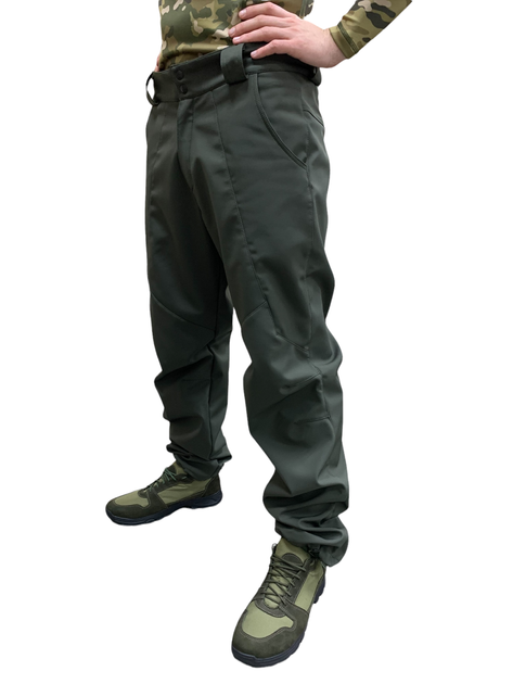 Тактичні штани ЗСУ Софтшелл Олива теплі військові штани на флісі розмір 52-54 зріст 167-179 - зображення 2