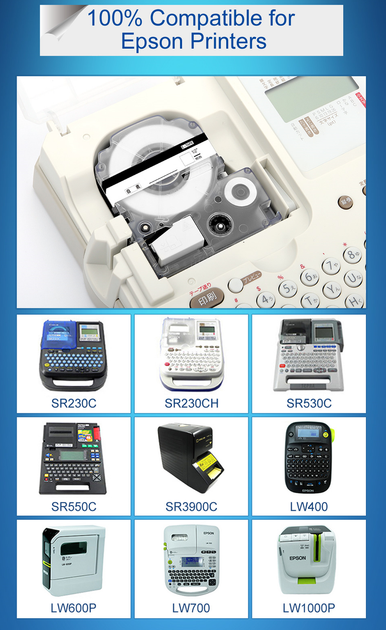 Картридж Epson LabelWorks LС3GWV 9 мм білий/зелений, стрічка ламінована - зображення 3