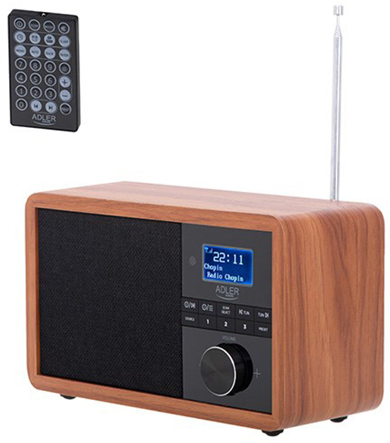 Odbiornik radiowy Adler AD 1184 Portable Digital Black Wood (OAVADLBUD0003) - obraz 3
