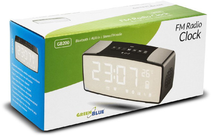 Odbiornik radiowy GreenBlue 62917 Clock Digital Czarny, Szary (GB200) - obraz 3