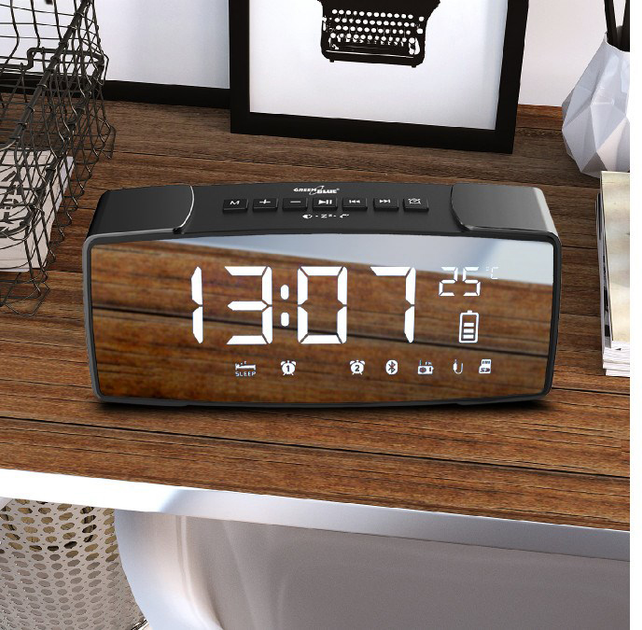 Odbiornik radiowy GreenBlue 62917 Clock Digital Czarny, Szary (GB200) - obraz 6
