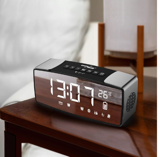 Odbiornik radiowy GreenBlue 62917 Clock Digital Czarny, Szary (GB200) - obraz 7
