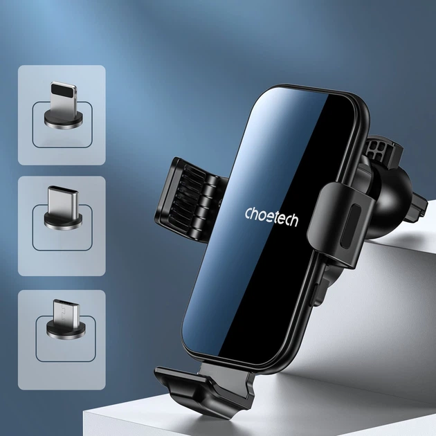 Автомобільний бездротовий зарядний пристрій Choetech (T201-F) + магнітні наконечники - зображення 2