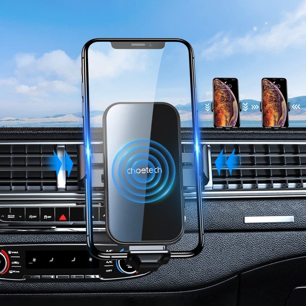 Автомобільний бездротовий зарядний пристрій Choetech (T201-F) + магнітні наконечники - зображення 4
