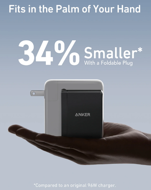 Зарядка ANKER PowerPort 736 Nano II - 100W 2xUSB-C PD & 1xPIQ GaN (Чорна) - изображение 5