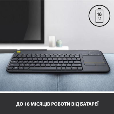 Клавіатура Logitech Wireless Touch K400 Plus, US, Black (920-007145) (6836237) - зображення 8
