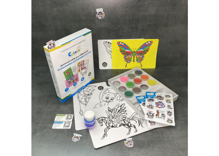 Детский набор для творчества Раскраска цветным песком Colorit ...