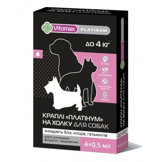 Vitоmax PLATINUM капли противогельминтные для собак мелких пород (до 4 ...