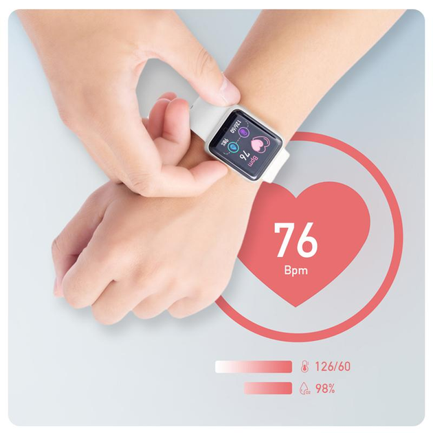 Смарт годинник Smart watch SWY68S розумний браслет з функціями фітнес трекера, вологозахистом, пульсометром та крокоміром Білий - зображення 6
