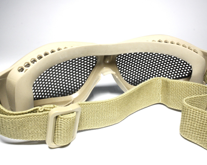 Захисні окуляри-сітка V3 Tan великі перфорація (для Airsoft, Страйкбол) - зображення 2