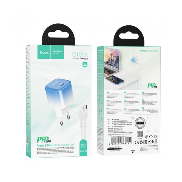 Зарядний пристрій Hoco C101A PD20W / Type-C to Lightning - зображення 4