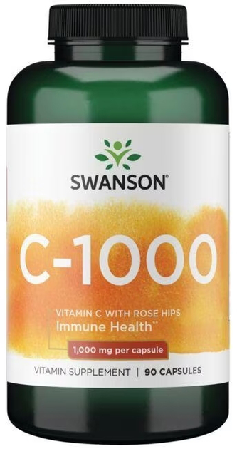 Вітамін C Swanson Vitamin C with Rose Hips 1000 мг 90 капсул (SW1054) - зображення 1