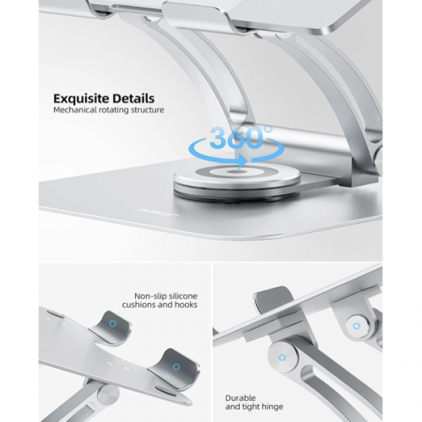 Подставка для ноутбука Nulaxy 360 Rotating Laptop Stand Silver (‎C1-EX) - изображение 4