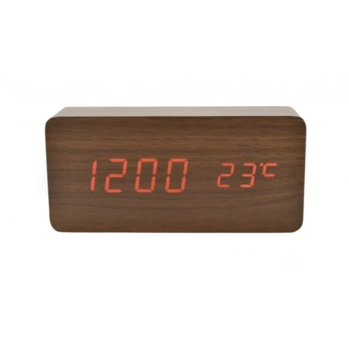 Часы LED электронные Wooden Clock VST-862 коричневые с красной