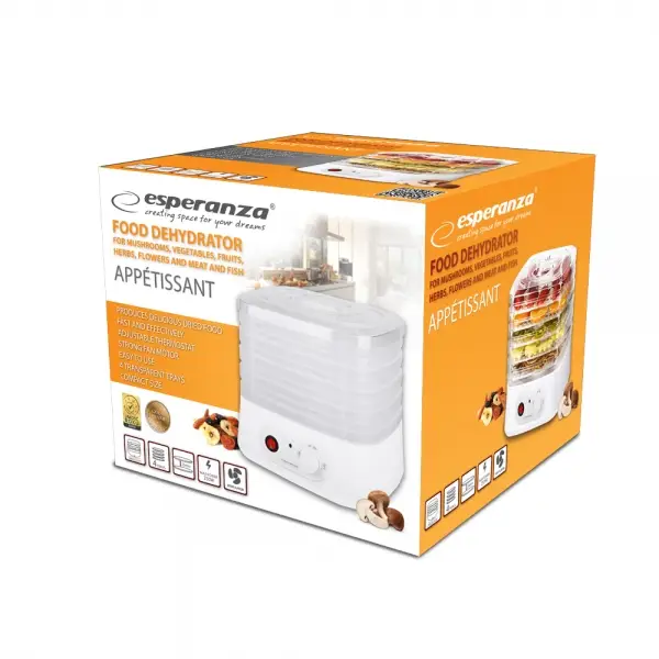 Сушилка для овощей и фруктов Esperanza EKD004 Appetissant 250Вт 4 секций - Фото 4 Сушилка для овощей и фруктов Esperanza EKD004 Appetissant 250Вт 4 секций - изображение 4
