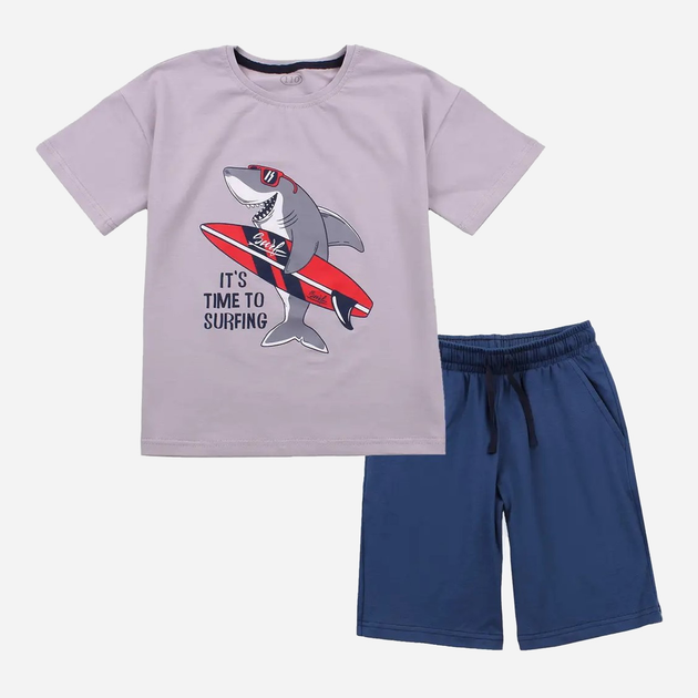 Детский летний комплект (футболка + шорты) для мальчика Flamingo 780-417 98 см Серый/Синий (4829960156079) - изображение 1