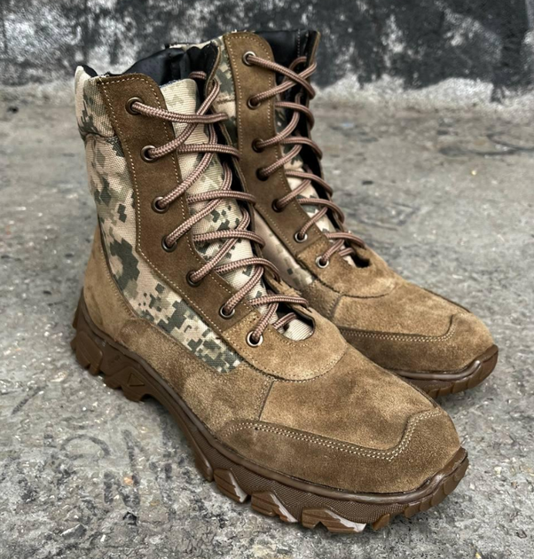 Берці тактичні чоловічі Light Boots 44 (29 см) Весна/Літо шкіра та кордура черевики легкі (койот піксель) - зображення 1