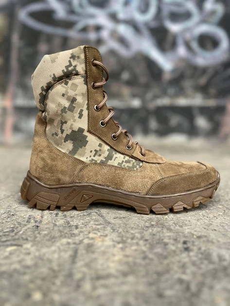 Берцы тактические мужские Light Boots 45 (30 см) Весна/Лето кожа и кордура легкие ботинки (Койот-Пиксель) - изображение 2