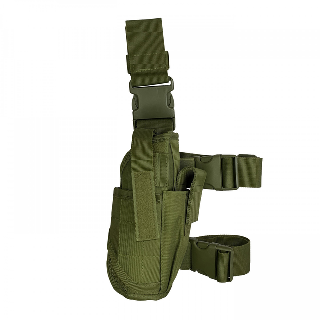 Армійська кобура на ногу військова тактична регульований розмір з відділенням для магазину правостороння колір Олива - изображение 1