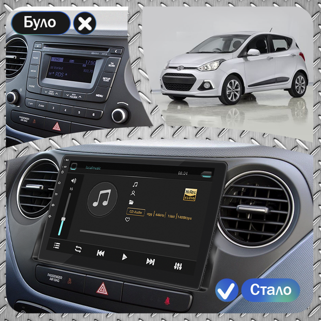 Штатная магнитола 9" Lesko для Hyundai i10 II 2013-2016 2/32Gb Wi-Fi GPS Base Хюндай - изображение 3