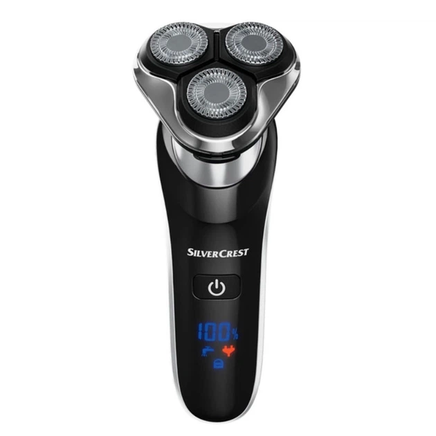 Электробритва для мужчин роторная Silver Crest SRR 3.7 C4 аккумуляторная 700 мАч сухое и влажное бритье LED дисплей плавающие головки влагозащита + триммер с насадкой - изображение 2