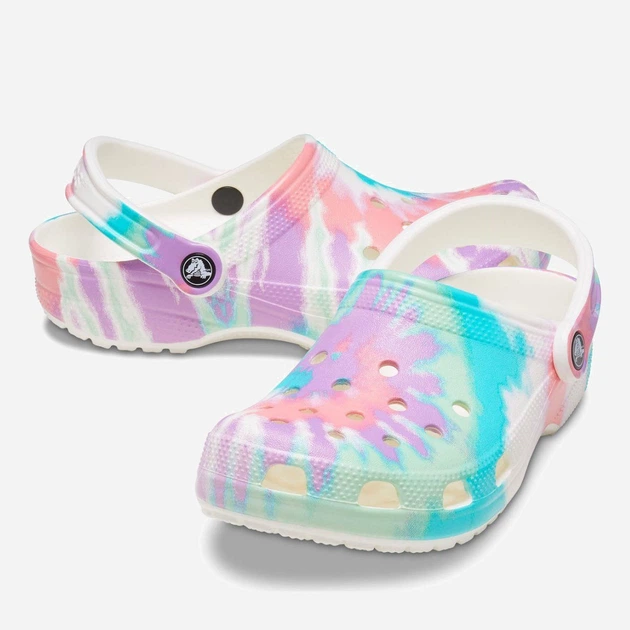 Жіночі крокси Crocs Classic Tie-Dye Graphic CR205453-FRMT 37-38 (M5/W7) 23 см Білі з різнокольоровим (191448728271) - зображення 2