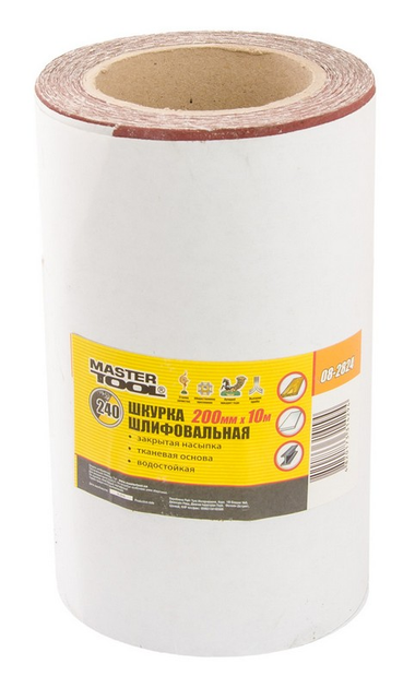 Шкурка шлифовальная на тканевой основе MASTERTOOL Р240 200 мм 10 м 08-2824 - зображення 1