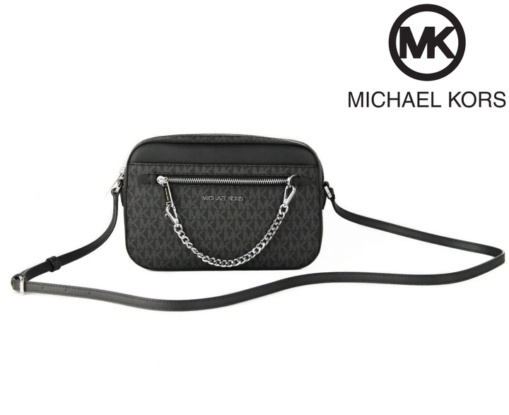 New Michael Kors Jet Set Travel Medium Phone Crossbody Saffiano Leather  Black 193599448275