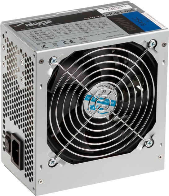 Блок живлення AKYGA power supply unit 600 W 20+4 pin ATX ATX Grey (AK-B1-600) - зображення 3