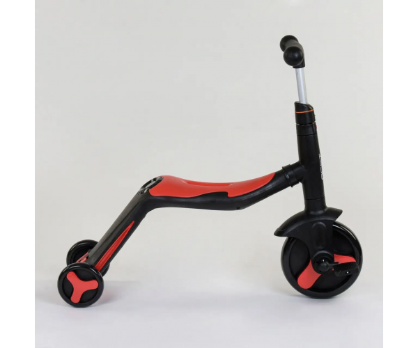 Дитячий самокат беговел велосипед трансформер 3в1 Best Scooter 28828 Підсвічування і музика чорно-червоний - изображение 6