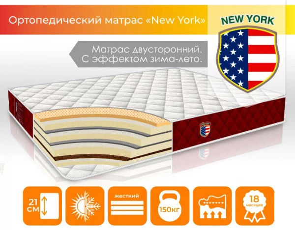 Двусторонний ортопедический матрас Tag tekstil New York 90x190 – фото ...