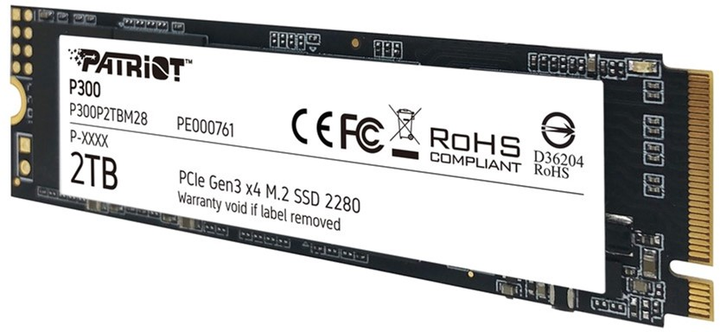 Dysk SSD Patriot P300 2TB M.2 NVMe PCIe 3.0 3D NAND (P300P2TBM28) - obraz 3