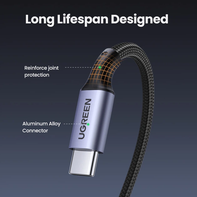 Kabel Ugreen US334 USB-C 2.0 aluminiowy 1 m Czarny (UGR-70643) - obraz 8